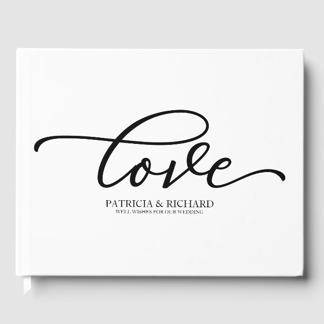 Libro de invitados de boda Chic Black Script (Anverso)