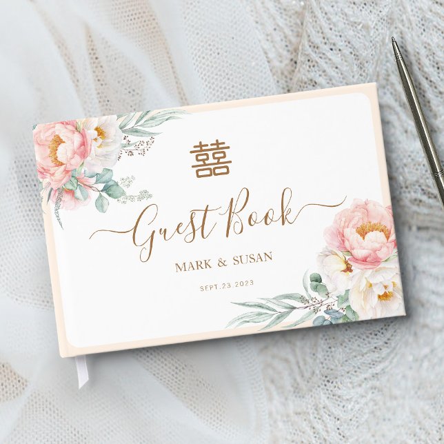 Libro de invitados de boda chino de peonías de euc (Subido por el creador)