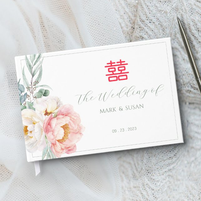 Libro de invitados de boda chino de peonías de euc (Subido por el creador)