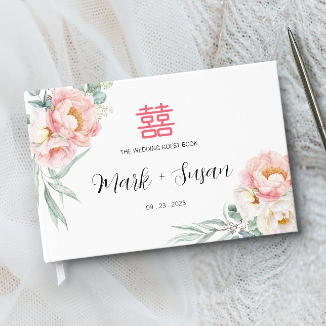 Libro de invitados de boda chino de peonías de euc (Subido por el creador)