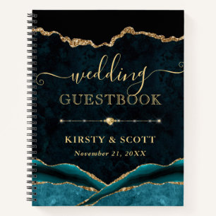 Libro de invitados de boda con brillo falso de ága