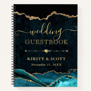 Libro de invitados de boda con brillo falso de ága