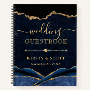 Libro de invitados de boda con brillo falso de ága