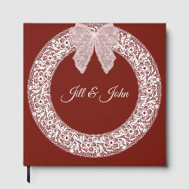 Libro de invitados de boda con corona de encaje bo