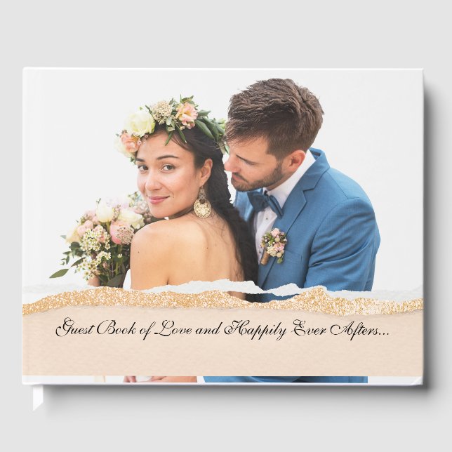 Libro de invitados de boda con foto personalizada  (Anverso)