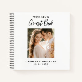 Libro de invitados de boda con foto y letra dorada