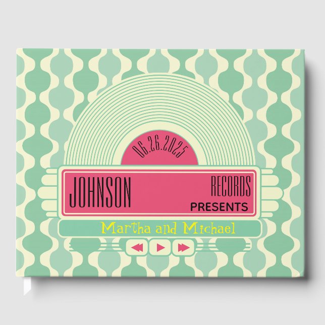 Libro de invitados de boda con jukebox de restaura (Anverso)