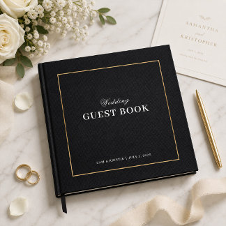 Libro de invitados de boda con marco dorado de asp