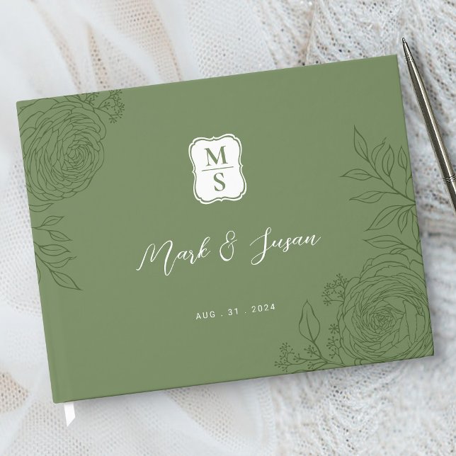 Libro de invitados de boda con monograma de arte d (Subido por el creador)