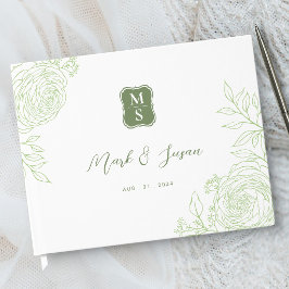 Libro de invitados de boda con monograma de arte d