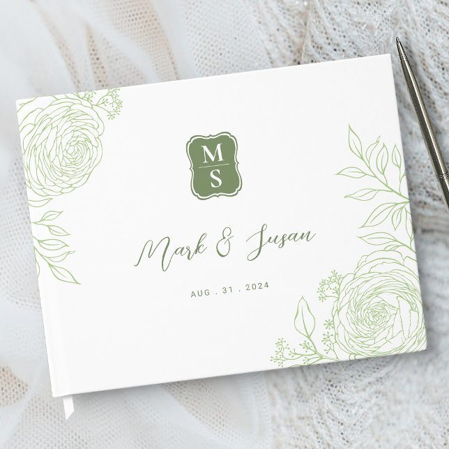Libro de invitados de boda con monograma de arte d (Subido por el creador)