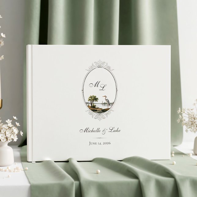 Libro de invitados de boda con monograma francés v (Subido por el creador)