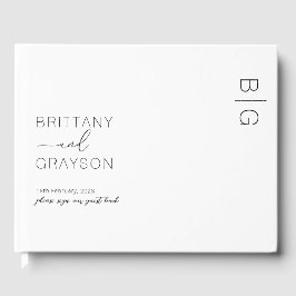 Libro de invitados de boda con monograma moderno d