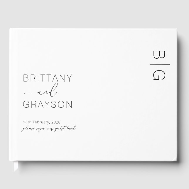Libro de invitados de boda con monograma moderno d (Anverso)