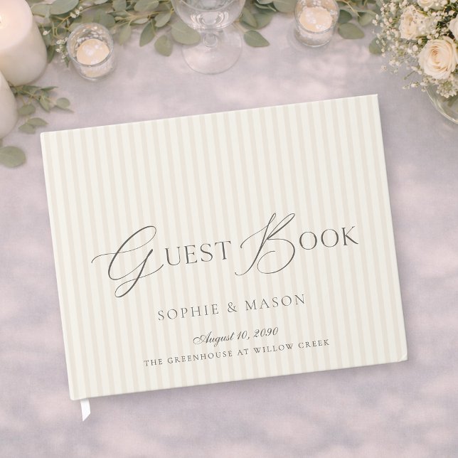 Libro de invitados de boda con raya beige minimali (Subido por el creador)