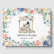 Libro de invitados de boda con tema de gato adorab