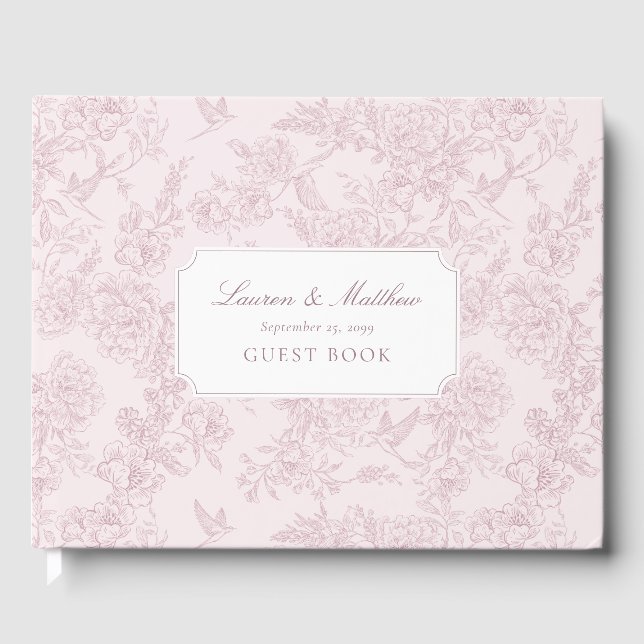 Libro de invitados de boda con toile rosa (Anverso)