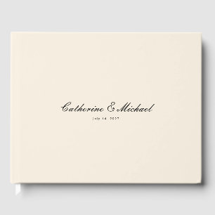 Libro de invitados de boda crema bonito de guión s