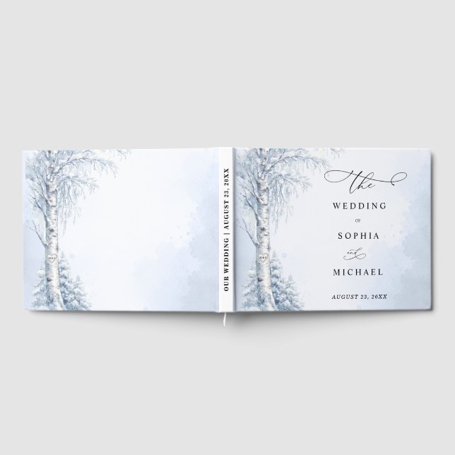 Libro de invitados de boda de abedul congelado (Lleno)
