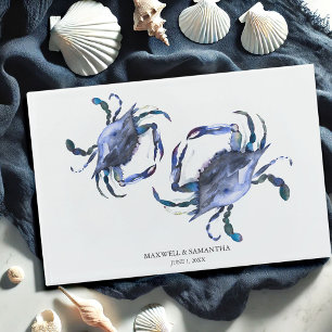 Libro de invitados de boda de acuarela azul de pla
