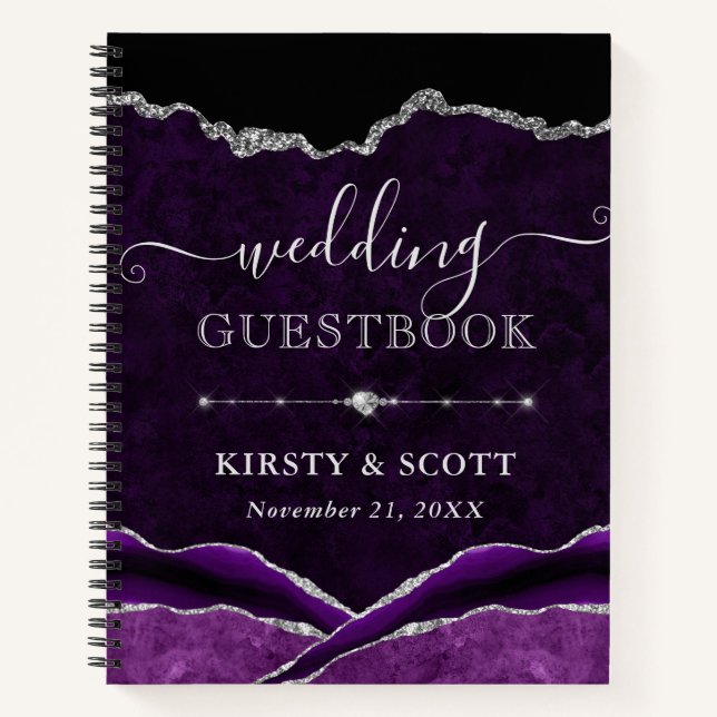 Libro de invitados de boda de Ágata con Purpurina  (Anverso)