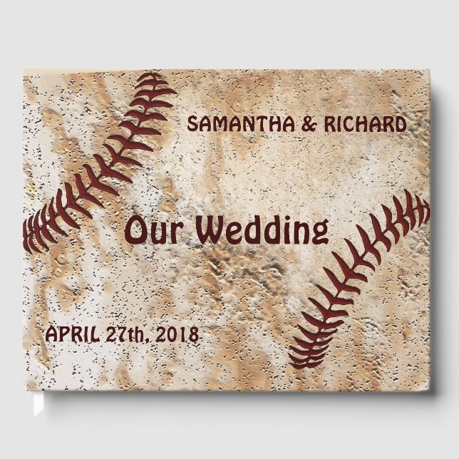 Libro de invitados de boda de béisbol, personaliza (Anverso)