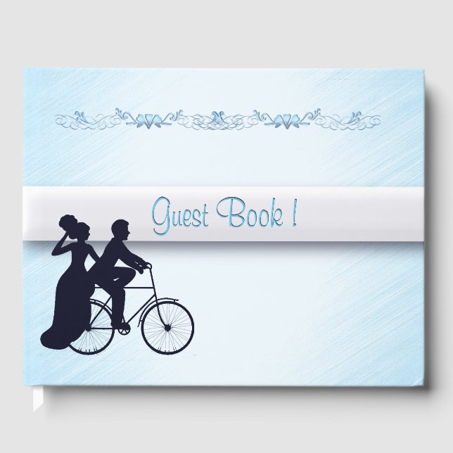 Libro de invitados de Boda de bicicleta azul (Anverso)