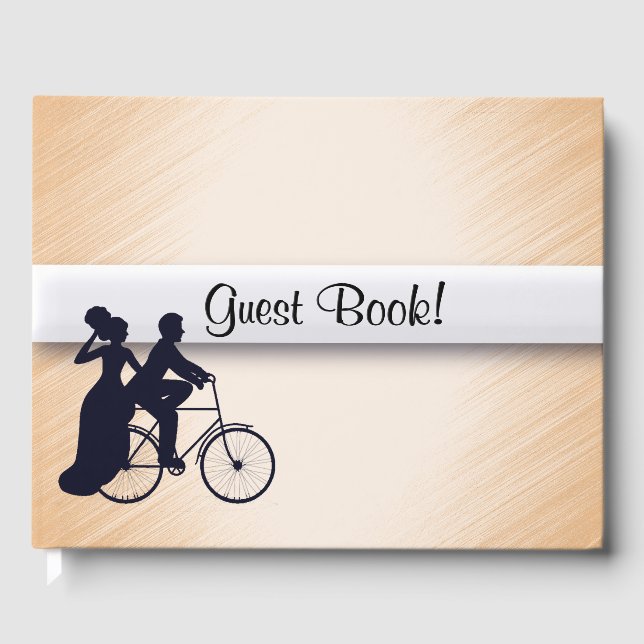 Libro de invitados de boda de bicicleta de melocot (Anverso)