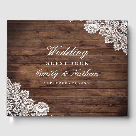 Libro de invitados de boda de encaje vintage de ma