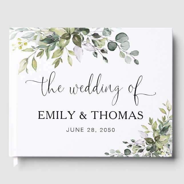 Libro de invitados de boda de eucalipto (Anverso)