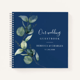 Libro de invitados de boda de eucalipto acuarela
