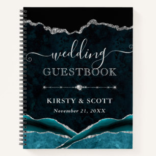 Libro de invitados de boda de falso brillo de ágat