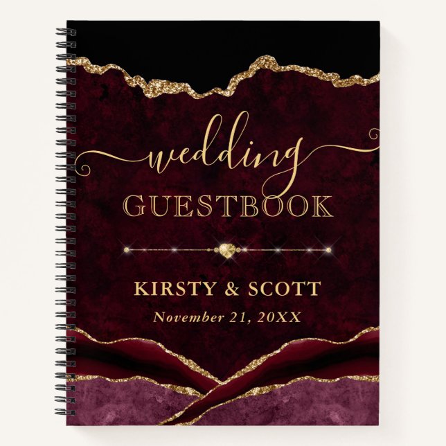 Libro de invitados de boda de falso brillo de oro  (Anverso)