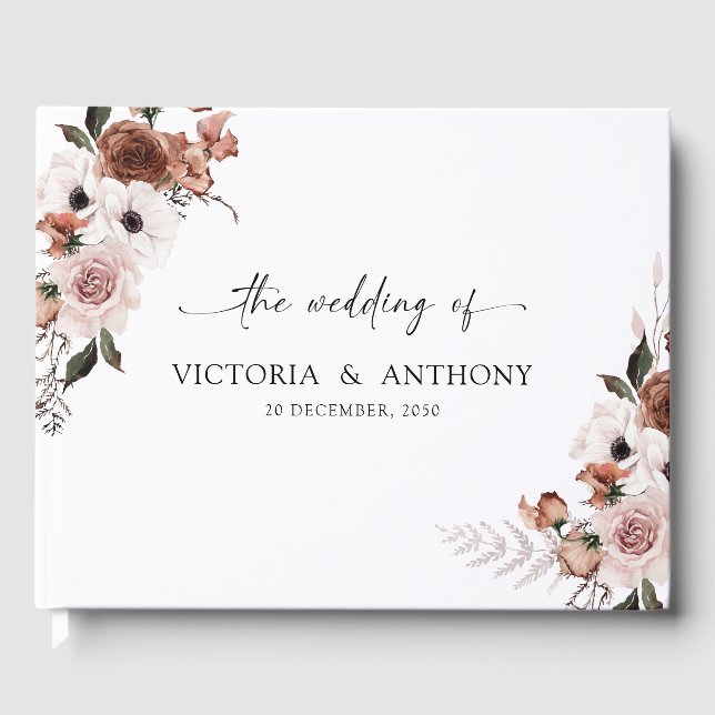 Libro de invitados de Boda de Flores de Seda (Anverso)
