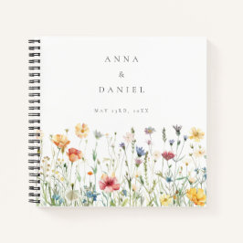 Libro de invitados de boda de flores silvestres Bo