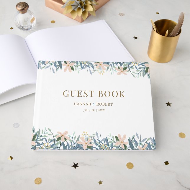 Libro de invitados de boda de flores silvestres mo (Anverso Abierto)