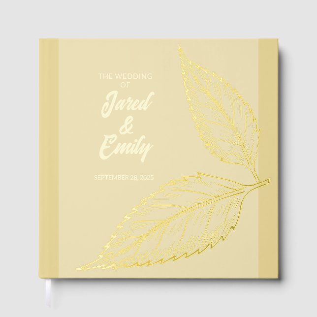 Libro de invitados de Boda de Gold Leaves (Anverso)