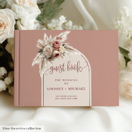 Libro de invitados de Boda de hierba rosa polvorie