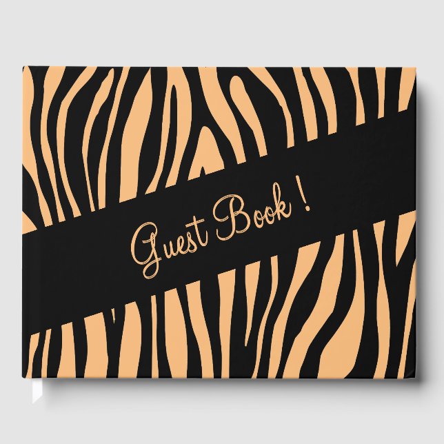 Libro de invitados de Boda de impresión de cebra (Anverso)