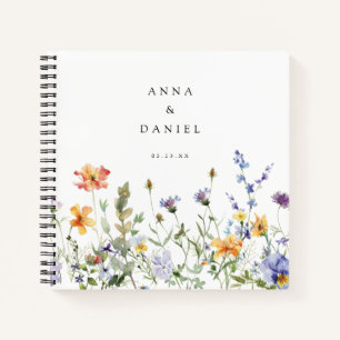 Libro de invitados de boda de jardín de flores sil