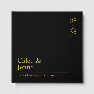 Libro de Invitados de Boda de Lino, Minimalista Pe