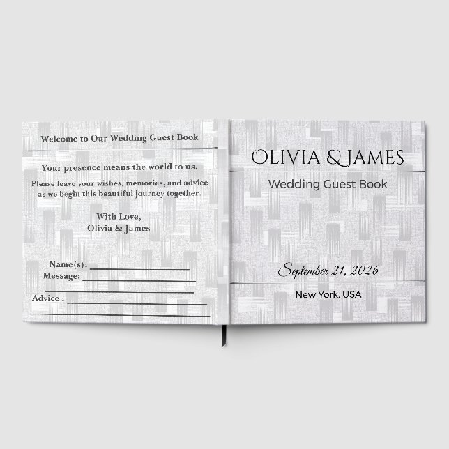Libro de Invitados de Boda de Lujo Personalizado E (Lleno)