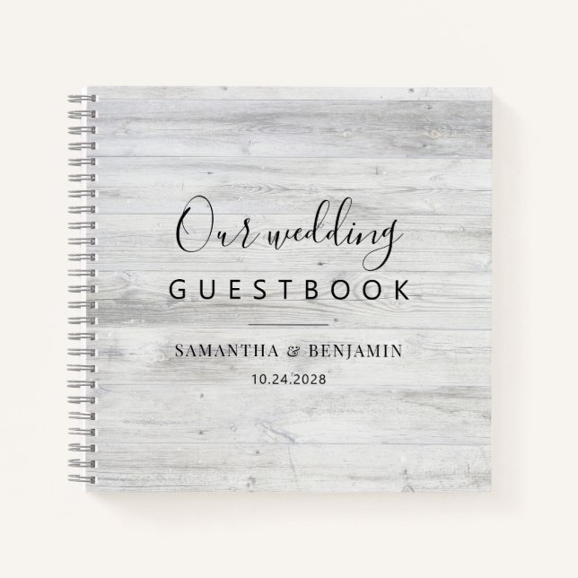 Libro de invitados de boda de madera impresa con l (Anverso)