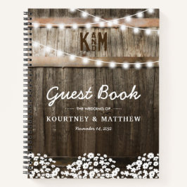Libro de Invitados de Boda de Madera Rústica con A