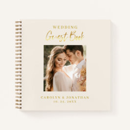 Libro de invitados de boda de marfil con elegante