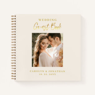 Libro de invitados de boda de marfil con elegante