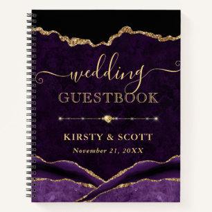 Libro de invitados de boda de oro falso purpura co