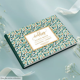 Libro De Invitados De Boda De Oro Y Verde Profundo