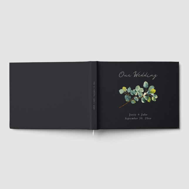 libro de invitados de boda de rama de eucalipto (Lleno)