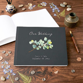 libro de invitados de boda de rama de eucalipto